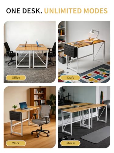 Modern Folding Desk Writing Computer Desk, Beige, 31.5 inch - color: Beige, size: 31.5 inch