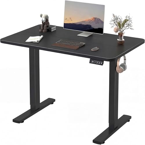 Furmax Electric Height Adjustable Standing Desk Large 40 x 24 Inches Sit Stand up Desk Home Office Computer Desk Memory Preset with T-Shaped Metal Bracket, Black - color: Black, size: 40 Inch