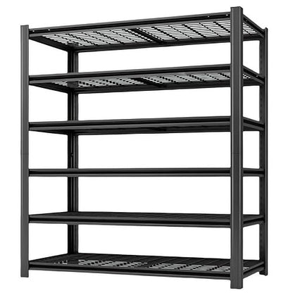 6 Tier Metal Shelving Unit, Adjustable Storage Shelves, 84" H x 55" W x 24" D Heavy Duty Garage Shelves for Warehouse, Basement, Kitchen, Pantry, Living Room, Black (6T 84 * 55 * 24) - size: 6T 55" W x 24" D x 84" H