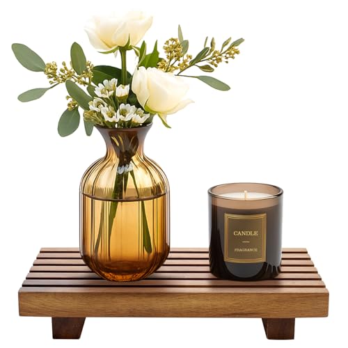 Acacia Wood Riser for Bathroom Sink Tray Kitchen Counter Decor Trays Pedestal Stand Sponge Soap Dish Holder Decorative Wooden Risers for Kitchen Sink Soap Tray Vanity Bathroom Countertop Accessories - color: Acacia Wood, size: 8.7" x 4" x 1.6"
