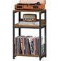 Simple Trending Record Player Stand, 3 Tier End Table Hold Up to 100 Albums, Turntable Stand for Vinyl, Record Shelf for Living Room Bedroom, Rustic Brown - size: Base Model