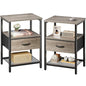 Huuger Nightstand Set of 2, Night Stand with Fabric Drawer, Mesh Shelf, Side Table with Storage, Fabric Drawer Dresser, Open Shelf, Metal Frame, Bedroom, Oak - color: Oak