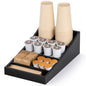 ANBOXIT Coffee Station Organizer for Countertop, Condiment Storage Caddy, Coffee Bar Supplies Organizer for Home, Office and Breakroom - Wooden, Black, 7 Compartment - size: Long & Narrow (7 Compartment)