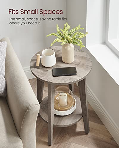 VASAGLE MAEZO Collection - Side Table, 2-Tier Small Round End Table, Nightstand with Tapered Legs, Curved Transitions, for Small Spaces, Living Room, Bedroom, Heather Greige ULET283T02 - color: Heather Greige, size: 1 pack