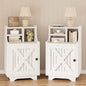 4ever2buy White Nightstand Set of 2, 30" Tall Night Stand with Hutch | Farmhouse Tall Bedside Table End Table for Bedroom Living Room Sofa Office, Storage Cabinet, White - color: White