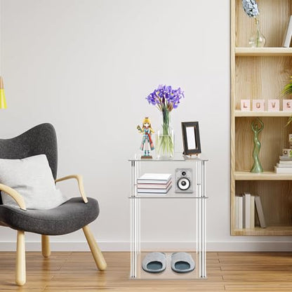 Jusalpha 3-Tier Heavy Duty Acrylic End Tables, Small Nightstand/Side Table for Living Room, Bedroom, Home Accent Side Table, 14''x 11.5''x 23.2'' - size: 3 Tier