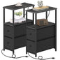TUTOTAK Small Narrow End Table with Charging Station, Set of 2, Side Table with Outlets, Nightstand with 2 Cloth Drawers, Couch Table, for Living Room, Bedroom, Bedside, Charcoal Grey TB01BY055 - color: Charcoal Grey, style: 2 Drawers & Plug