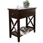 ChooChoo End Table, Flip Top Narrow End Table with Drawer | Narrow Side Table with Flip Top, Accent Small Side Table Nightstand for Living Room, Bedroom, and Small Spaces, Espresso - color: Espresso, size: 1 Pack, style: Without Power