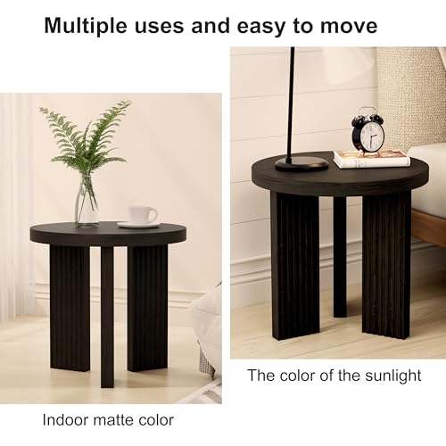 17.52" Small Round Side Table, Black | Coffee Table with Smooth Thick Mesa, Circle End Table with X Shaped Stable Legs, Accent Tea Table for Living Room, Office - color: Black, style: Side Table