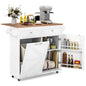 Giantex Kitchen Island Cart with Hidden Tilt Out Trash Can Cabinet, Drop Leaf, 2 Drawers, Towel Rack, Rolling Mobile Breakfast Bar Table, Wood Kitchen Storage Cart on Wheels (White & Natural) - color: White