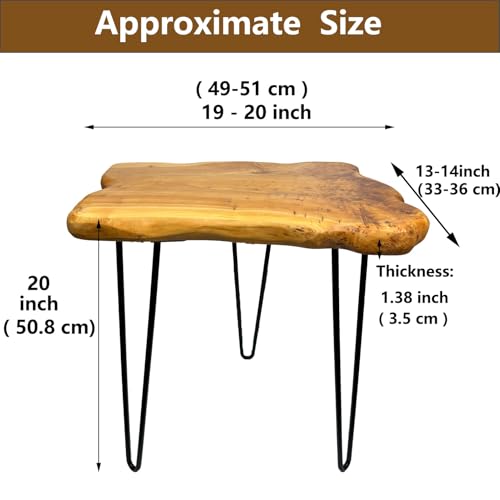 Natural Edge End Table, Live Edge Side Table with Hairpin Legs, Small Natural Wood Coffee Table ，Stump End Table for Living Room, Bedroom, Farmhouse Decor (20" L x 13" W x 20" T) - size: 20" L x 13" W x 20" H