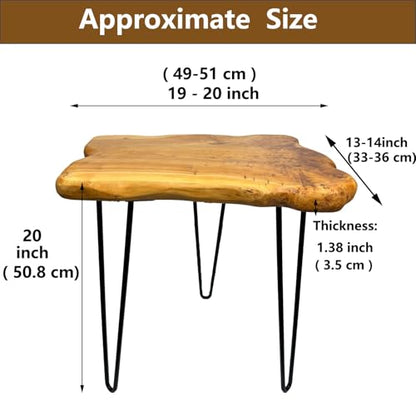 Natural Edge End Table, Live Edge Side Table with Hairpin Legs, Small Natural Wood Coffee Table ，Stump End Table for Living Room, Bedroom, Farmhouse Decor (20" L x 13" W x 20" T) - size: 20" L x 13" W x 20" H