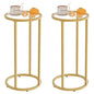 Easy Paws C Table Side End Table,Glass Couch Side Tables for Living Room, Round Sofa End Table with Metal Frame, Small Snack Table for Bedroom, Small Spaces, Easy Assembly (Gold,2pcs) - color: Gold