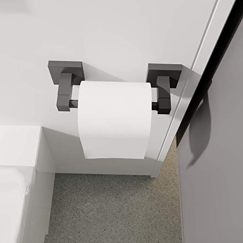 Ruacq Toilet Paper Holder Matte Black Double Post Pivoting Square Tissue Holders Roll Holder Hangers Toilet Paper Modern Wall Mounted, Commercial Bathroom Toilet Paper Roll Holder - color: Matte Black, size: Square