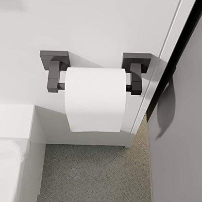 Ruacq Toilet Paper Holder Matte Black Double Post Pivoting Square Tissue Holders Roll Holder Hangers Toilet Paper Modern Wall Mounted, Commercial Bathroom Toilet Paper Roll Holder - color: Matte Black, size: Square