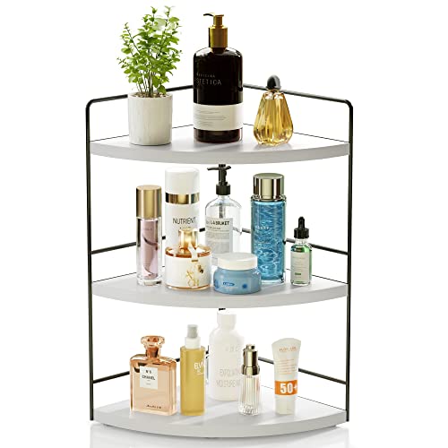 ZGO 3-Tier Bathroom Organizer - Countertop & Corner Organizer, Makeup & Skincare Storage, Kitchen Counter Shelf - White - color: White, size: 3-Tier