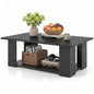 POWERSTONE 41 Inch 2-Tier Coffee Table with Storage Shelf, Wood Farmhouse Center Table with L Legs & Extra Bottom Support for Living Room, Black - color: Black