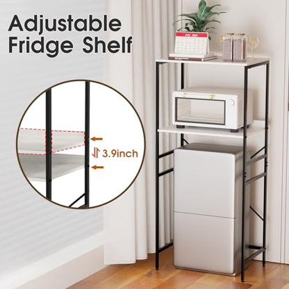 Mini Fridge Shelf Mini Fridge and Microwave Stand Over Mini Fridge Storage Rack Height Adjustable Microwave and Fridge Stand Suitable for Dorm, Kitchens, Offices,Marble-Look - color: Marble-look Finish