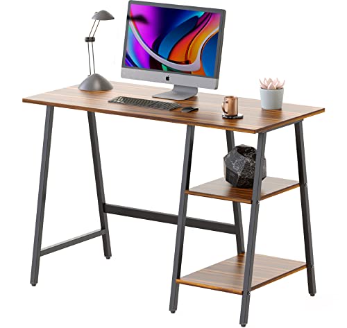 SHW 43-Inch Home Office Trestle Computer Desk with Open Storage Shelves, Walnut - color: Walnut