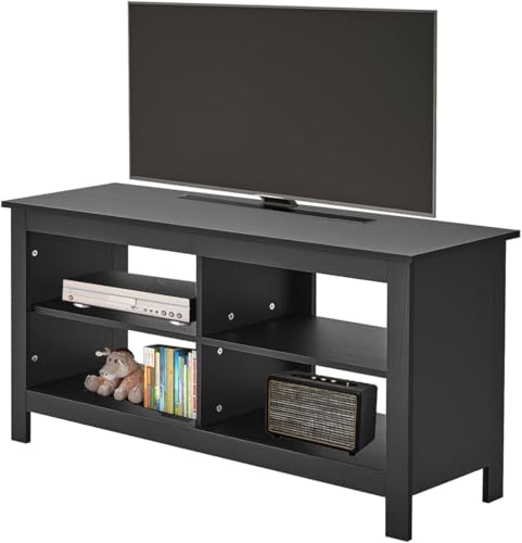 Gyger 43 Inches TV Stand,Mid Century Modern Entertainment Center with 4 Open Shelves Farmhouse TV Media Console Table for Living Room,Bedroom,Television Stand up to 50 Inches(Black) - color: Black