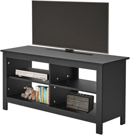 Gyger 43 Inches TV Stand,Mid Century Modern Entertainment Center with 4 Open Shelves Farmhouse TV Media Console Table for Living Room,Bedroom,Television Stand up to 50 Inches(Black) - color: Black