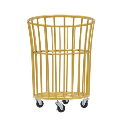 Wire Metal Rolling Laundry Basket on Wheels | Mesh Wire Laundry Basket Storage Cart for Bathroom Bedroom Dirty Clothes Storage,11.8in Base Diameter, 14.2(D)×15.7in(H) - size: C