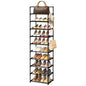 Narrow Shoe Rack 10 Tiers Tall Shoe Rack for Entryway Closet 20 24 Pairs Shoe & Boots Organizer Storage Shelf Durable Black Metal Stackable Shoe Cabinet with Hooks, 17.1D x 11.8W x 78.7H in - color: Black