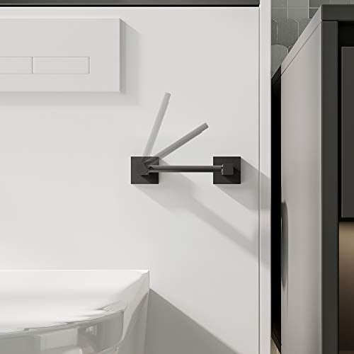 Ruacq Toilet Paper Holder Matte Black Double Post Pivoting Square Tissue Holders Roll Holder Hangers Toilet Paper Modern Wall Mounted, Commercial Bathroom Toilet Paper Roll Holder - color: Matte Black, size: Square