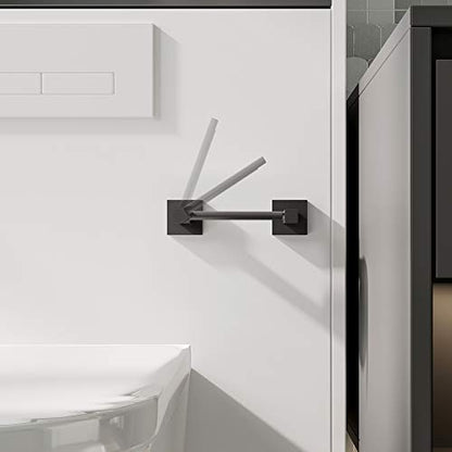 Ruacq Toilet Paper Holder Matte Black Double Post Pivoting Square Tissue Holders Roll Holder Hangers Toilet Paper Modern Wall Mounted, Commercial Bathroom Toilet Paper Roll Holder - color: Matte Black, size: Square