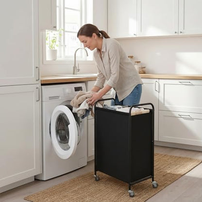 GRANNY SAYS 110L Laundry Hamper, Large Laundry Basket with Wheels and Handles, Durable and Sturdy Rolling Cart for Laundry Room, Bathroom, Bedroom, Black - color: Black, size: 110L