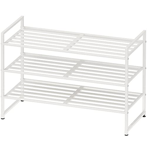 Simple Houseware 3-Tier Stackable Metal Panel Shoes Rack, White - color: White, style: Metal Panel