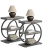LITTLE TREE End Table Set 2, Side Table with 3 Tiers Shelves, Slim Sofa Side Table for Living Room, Tall Bedside Table Nightstand for Bedroom, Grey and Black - color: Grey