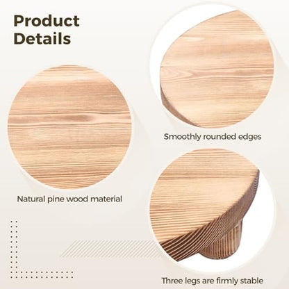 2 Pcs Round Wooden Riser for Kitchen Counter, Natural Pine Plant Stand, Versatile Pedestal Display Base, Decorative Holders for Candles, Tabletop Decor, Small Pot, Bathroom Storage
