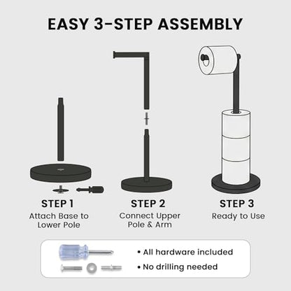 Cesun Extra Weighted Base Toilet Paper Holder Stand - SUS304 Rust Proof Free Standing Tissue Roll Holder for 4 Rolls, No Tipping, No Slipping, Matte Black - color: Black
