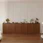 Mid Century Modern Narrow Sideboard Buffet Cabinet,Walnut Entryway Storage Cabinet,Modular Storage Cabinets,Slim Wooden Credenza for Small Spaces (3 Pieces,117" L*9.25" D) - color: Brown Walnut-3 Pieces