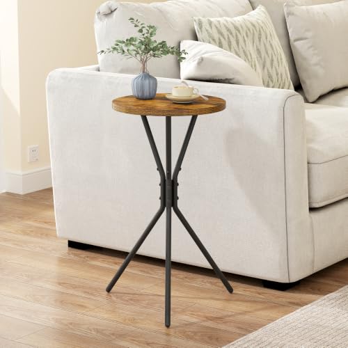 TUTOTAK Small Round End Table, Mini Side Table, Drink Table, Pedestal Table | for Small Spaces, Accent Nightstand, livingroom, Bedroom, Brown TB01BB098 - color: Brown, size: 1 Pack, style: Triangle