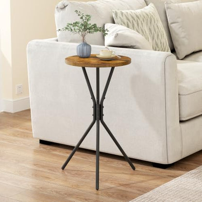 TUTOTAK Small Round End Table, Mini Side Table, Drink Table, Pedestal Table | for Small Spaces, Accent Nightstand, livingroom, Bedroom, Brown TB01BB098 - color: Brown, size: 1 Pack, style: Triangle