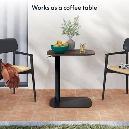 FLEXISPOT Adjustable C Table, Snack Side End Table Sofa Couch Bedside Table Laptop Cart TV Tray Night Stand for Small Space Side Table(23.6" W x 13.8" D,Rustic Brown) - color: Rustic Brown, size: Small