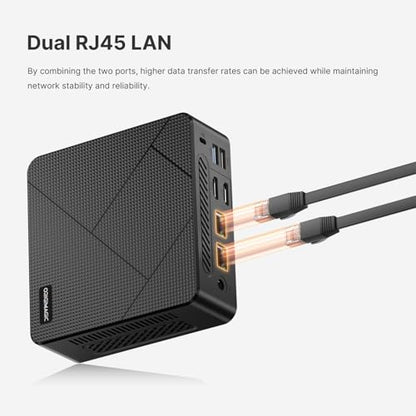 C4 Mini PC 11 Pro, Ryzen 5 3500U Desktop Computer Dual 1000Mbps NIC LAN, 16GB RAM 512GB SSD Micro PC, WiFi 5, BT 5.0, Triple Display, PC for Home Theater, Office - color: Jet Black
