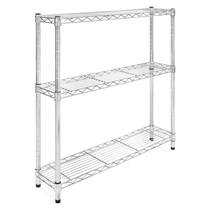 Shelving Inc. 8" d x 36" w Chrome Wire Shelving with 3 Tier Shelves, Weight Capacity 800lbs Per Shelf - size: 8" d x 36" w x 34" h