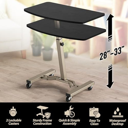Le Crozz Height Adjustable Mobile Laptop Stand Desk Rolling Cart, Height Adjustable from 28'' to 33''