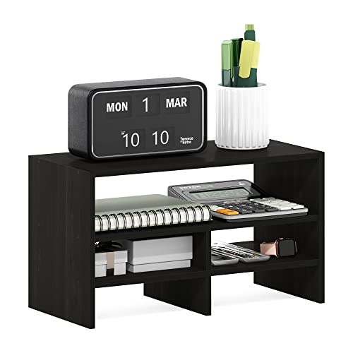 Furinno Hermite Desk Top Organizing Shelf Bookcase, Espresso | Desktop Office Organization Racks with Open Shelves, Desk Top Display Book Shelf, for Paper, Office Supplies, Magazine - color: Espresso, size: 16.4-Inch