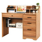 Computer Desk with 4 Drawers and Hutch, Home Office Desk with File Drawer, 44” Rustic Oak Wood Desk, Study Table for Bedroom, Rustic Oak - color: Rustic Oak