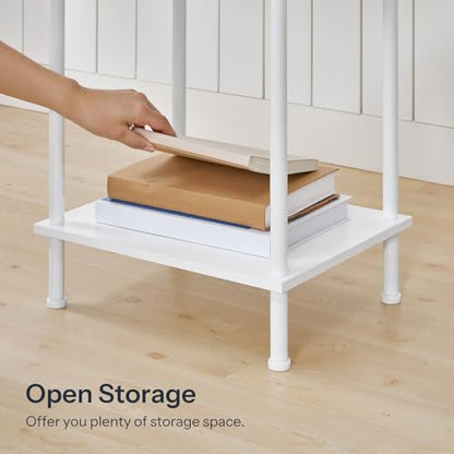 HOOBRO End Tables Set of 2, Small Side Table, Nightstand with 2-Layer Storage Shelves, Sofa Table for Small Spaces, Living Room, Bedroom, Stable Frame, Easy Assembly, White WW09BZP201 - color: White