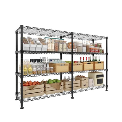 Garvee Metal Storage Shelves 4-Tier, Wire Shelving Rack 59"Wx13.8"Dx59.5"H, | Heavy Duty Load 1060LBS, Adjustable/L-shaped, Wire Rack, for Garage Kitchen Pantry Room Storage, Tool-Free Assembly, Black - size: 59" W x 13.8" D x 59.5" H(4 Tiers)