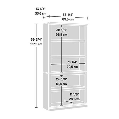 Sauder 5 Tier Book Shelf Wooden Bookcase Multipurpose Bookshelf for Home Office, Living Room, in Grand Walnut - color: Grand Walnut