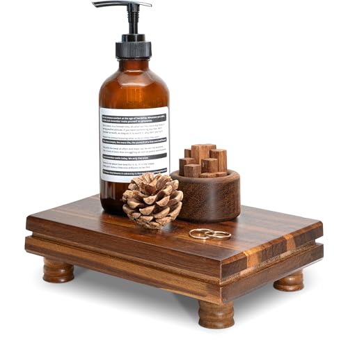 EOSAHR Acacia Wood Riser for Decor: Display Stand for Kitchen Counter,Brown | Risers for Decor, Plant Holder, Bathroom Tray, Perfume Display, Kitchen Table Organizer, Wooden Trays for Decor, Home Decor - color: Acacia Wood