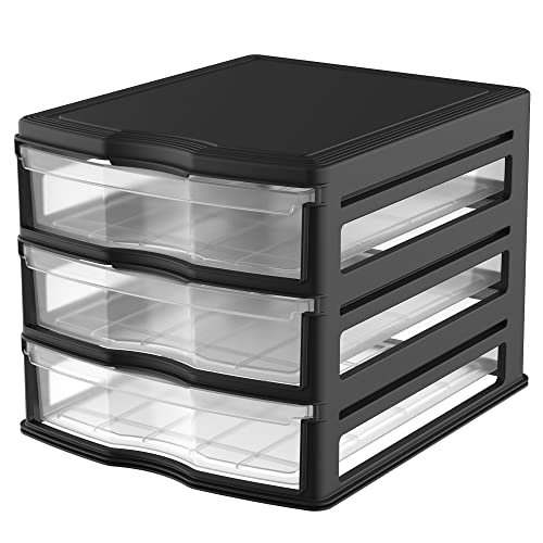 Life Story 3 Drawer Stackable Shelf Organizer, Plastic Storage Drawers for Bathroom Storage, Makeup, or Pantry Organization, Black - color: Black, size: 1-Pack