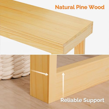 VINGLI 35.4" Solid Wood Console Table, Narrow Entryway Table, Skinny Sofa Table Behind Couch, for Living Room, Entrance, Hallway, Foyer, Bedroom, Office, Oak - color: Natural Wood, size: 35.4