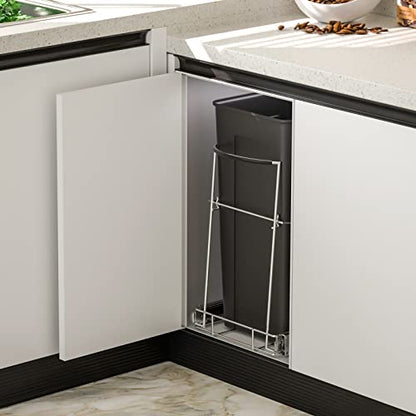 Insputer Pull Out Trash Can Under Cabinet, Requires 13" W X 18" D Cabinet, Under Sink Trash Can Kit, Slide Out Garbage for Kitchen(Not Included Can) - color: Silver